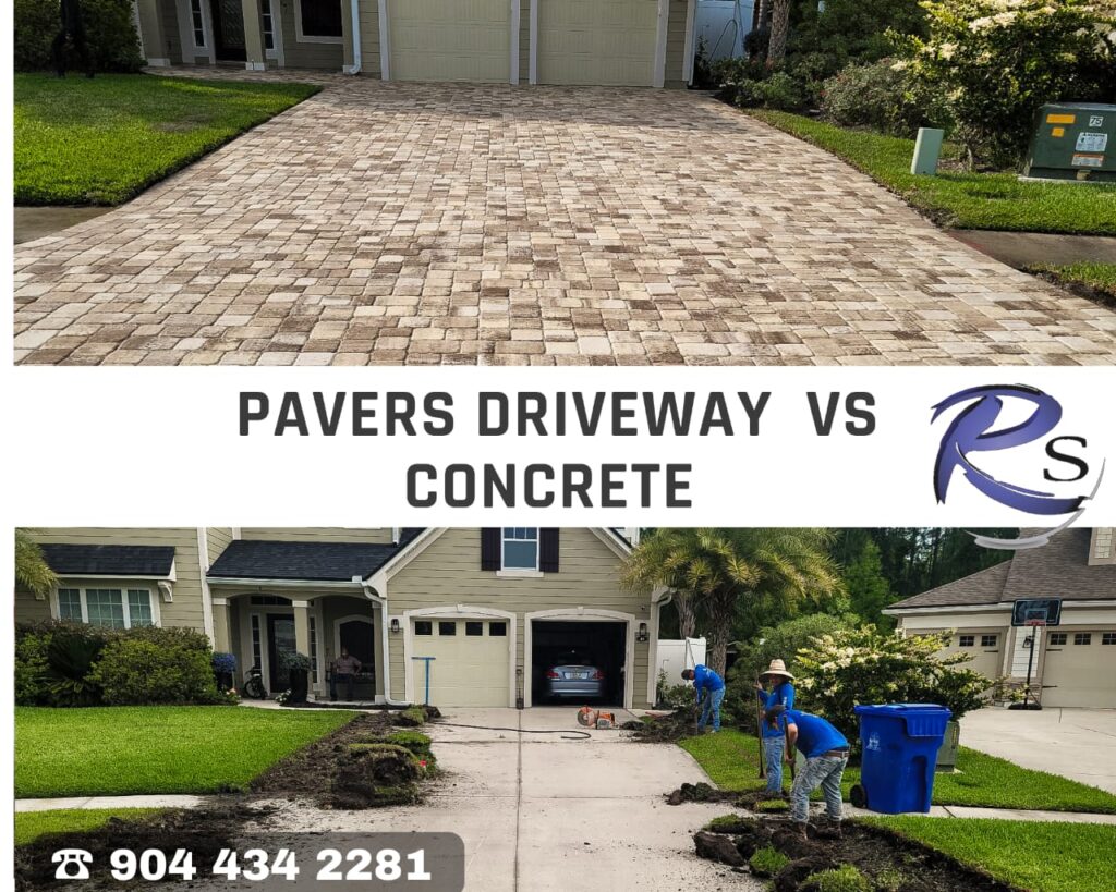 Pavers driveway vs concrete R Souza Pavers Jacksonville