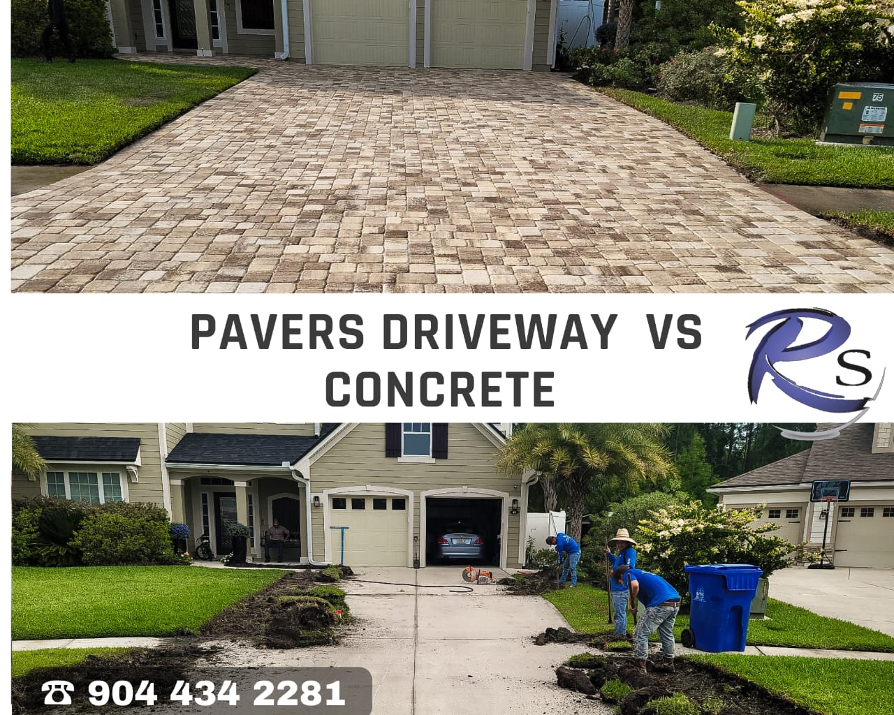 Pavers driveway vs concrete