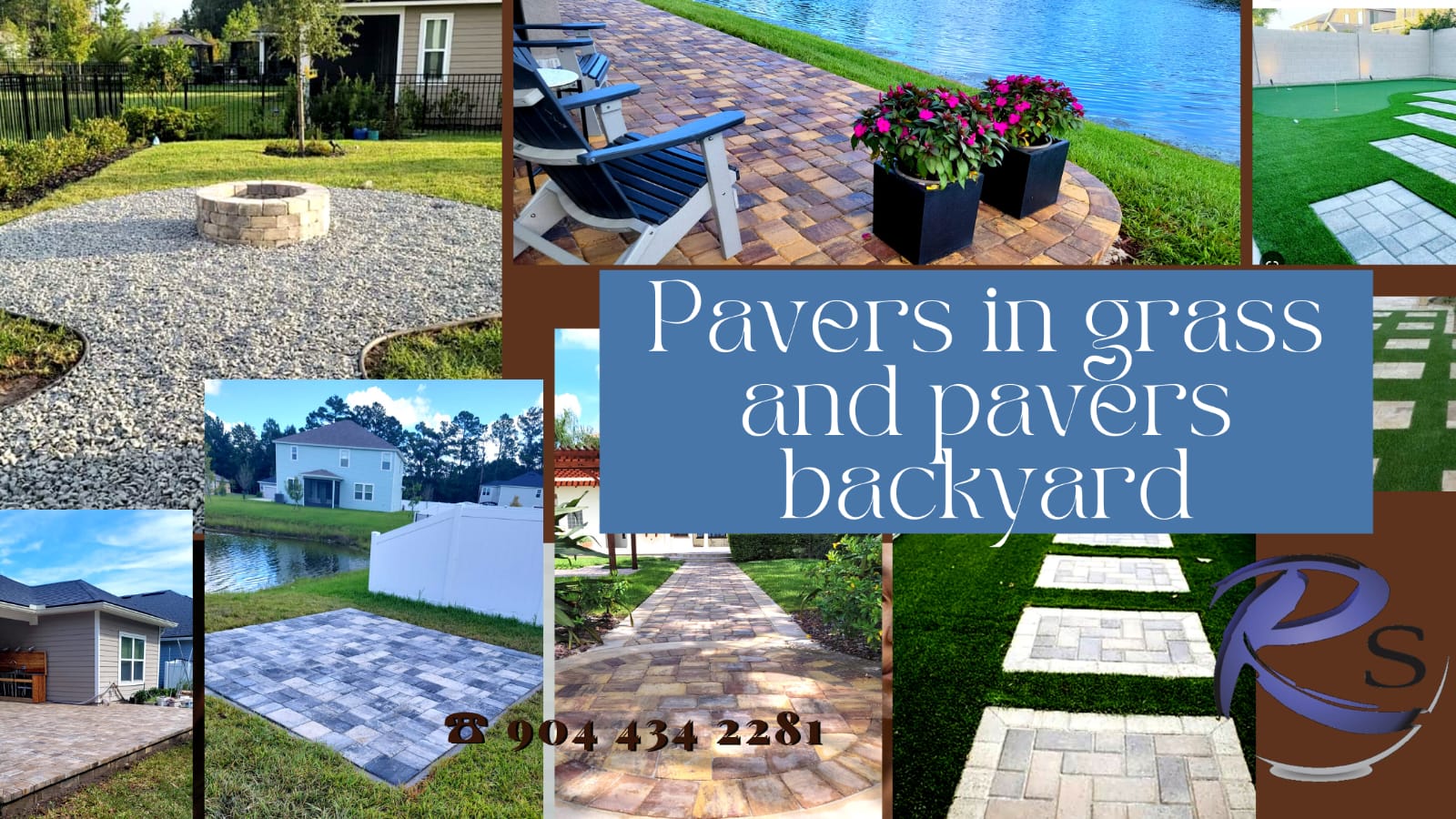 pavers in grass and pavers backyard